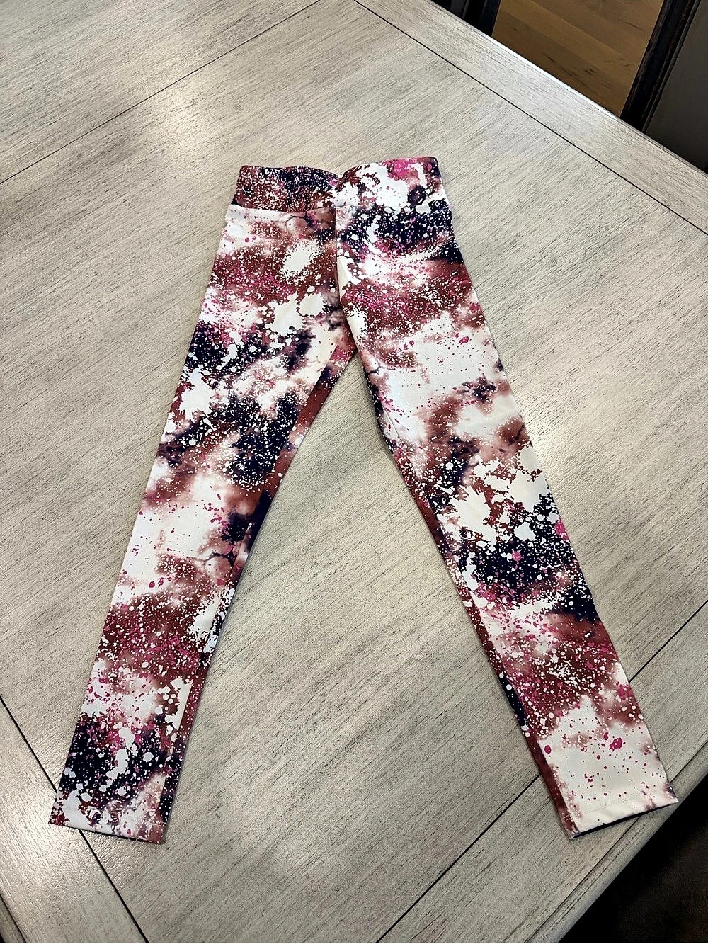 Zara Abstract Print Leggings in Pink & Blue Size Small Like New